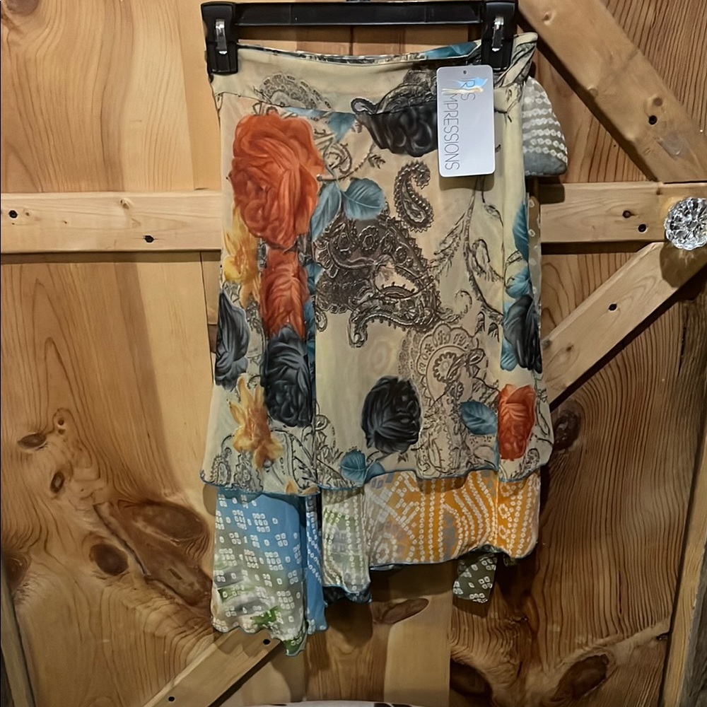 Boho Chic Asymmetrical Skirt with Floral Patterns